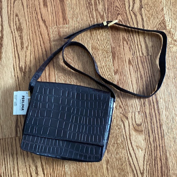 Perlina Handbags - Vintage Perlina Brown Leather Pocketbook